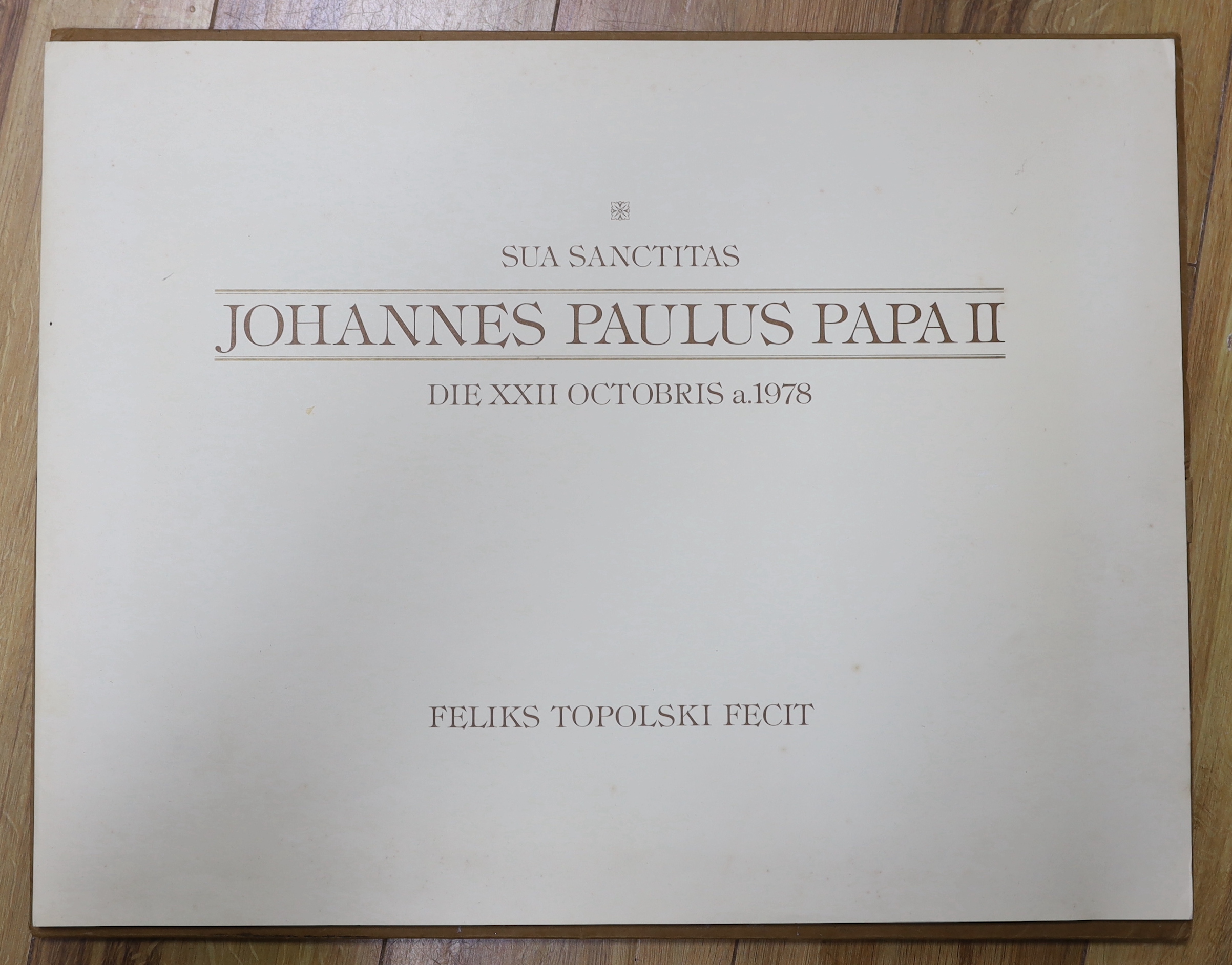 Feliks Topolski (Polish, 1907-1989), folio of colour prints commemorating The Inauguration of His Holiness Pope John Paul II, 1978, limited edition 148/850, signed in pencil, 40 x 52cm